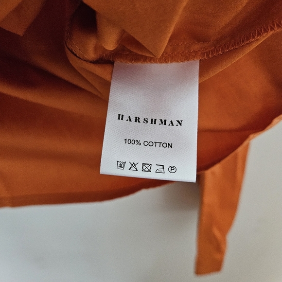 Harshman Blouse Liana Burnt Orange Tie Bow Off One Shoulder Poplin Fall Casual - Picture 13 of 14
